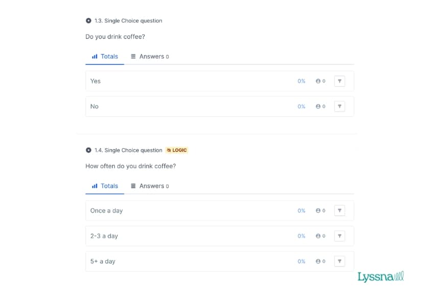 Single-choice survey questions in Lyssna