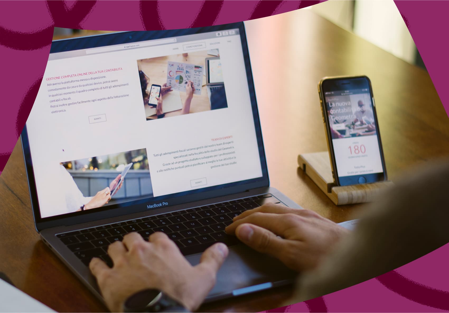 Two hands on the keyboard of a laptop