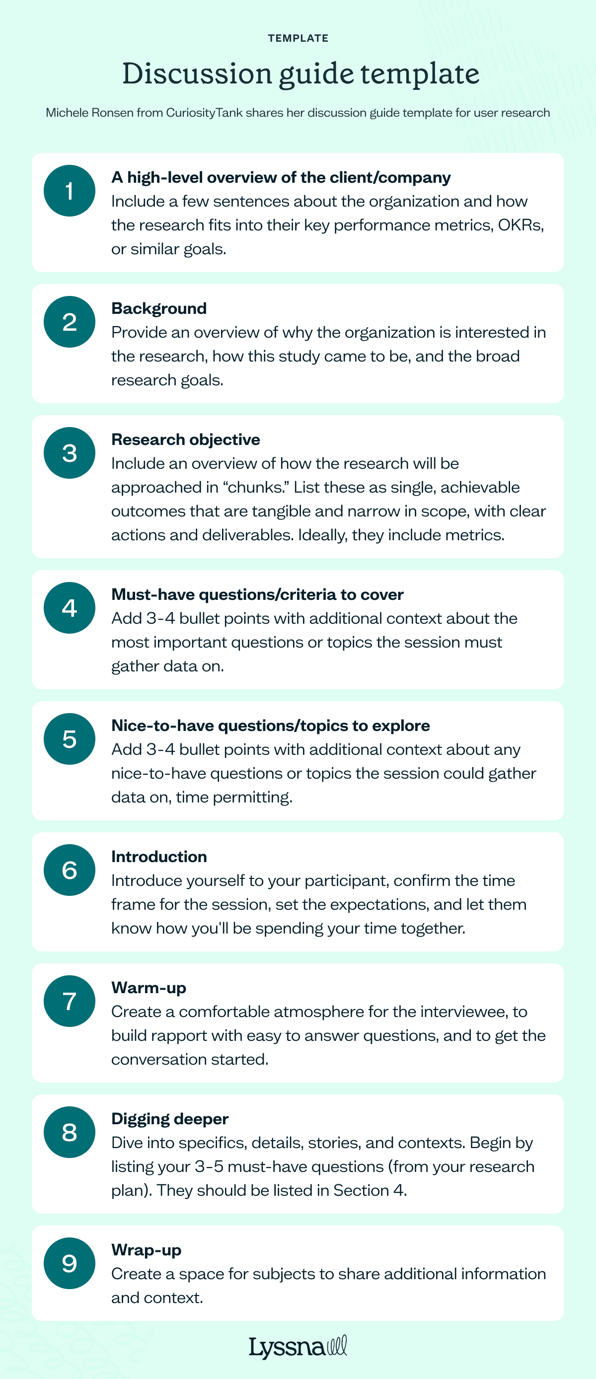 Discussion guide template for user research
