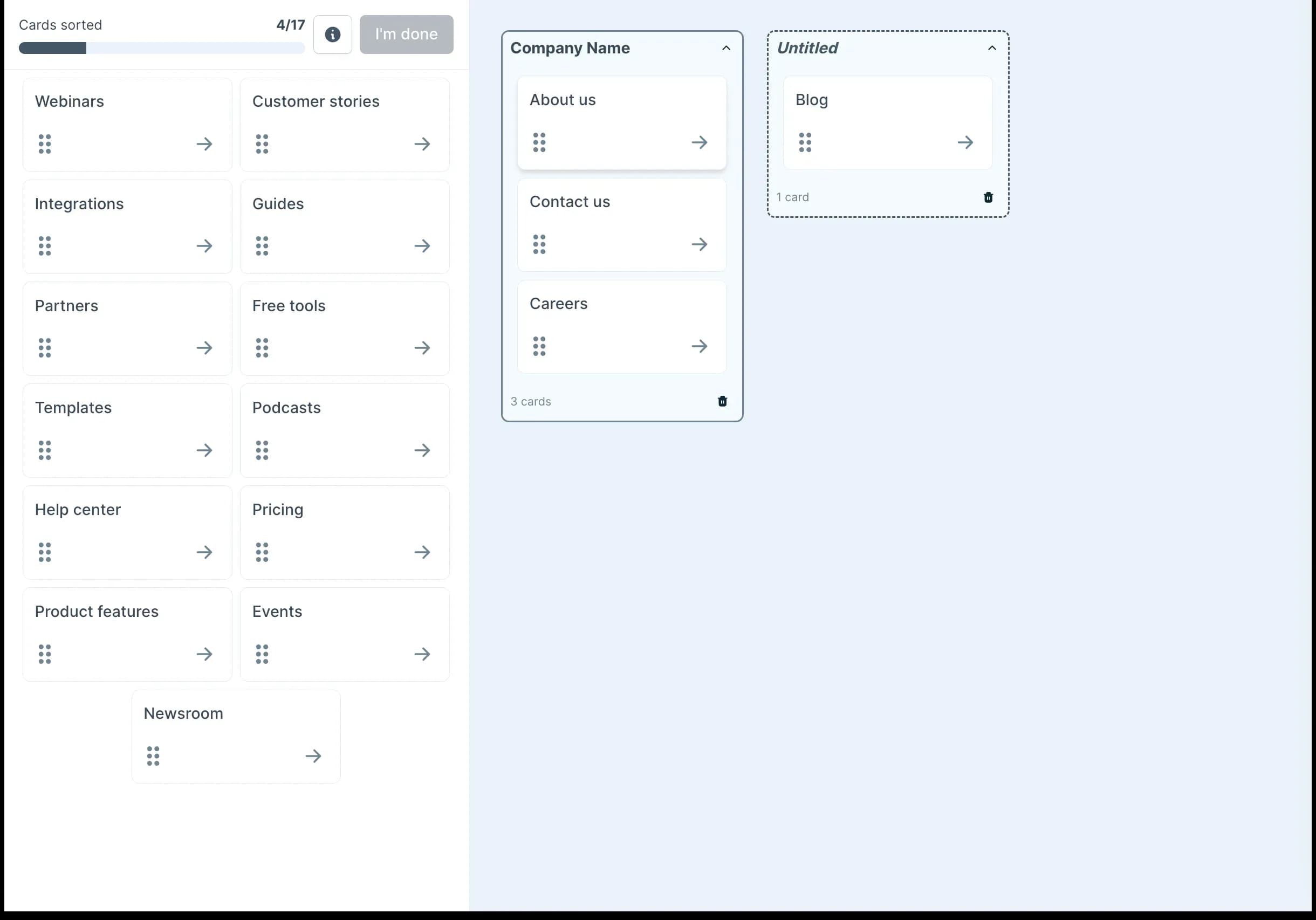 Tree testing vs card sorting