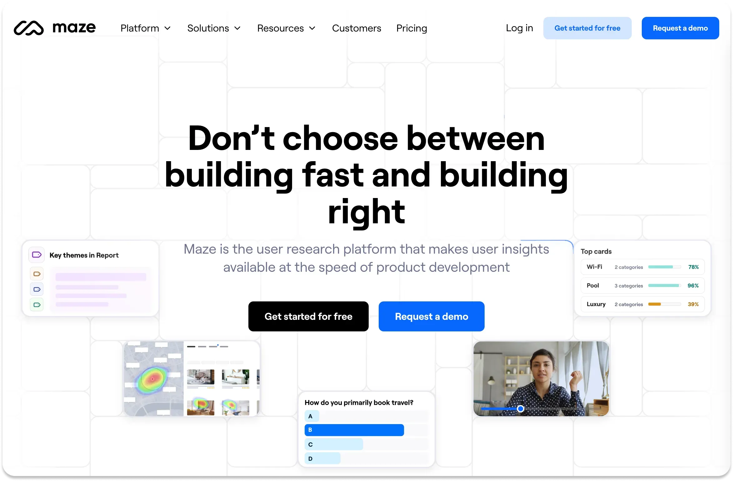 The home screen of Maze