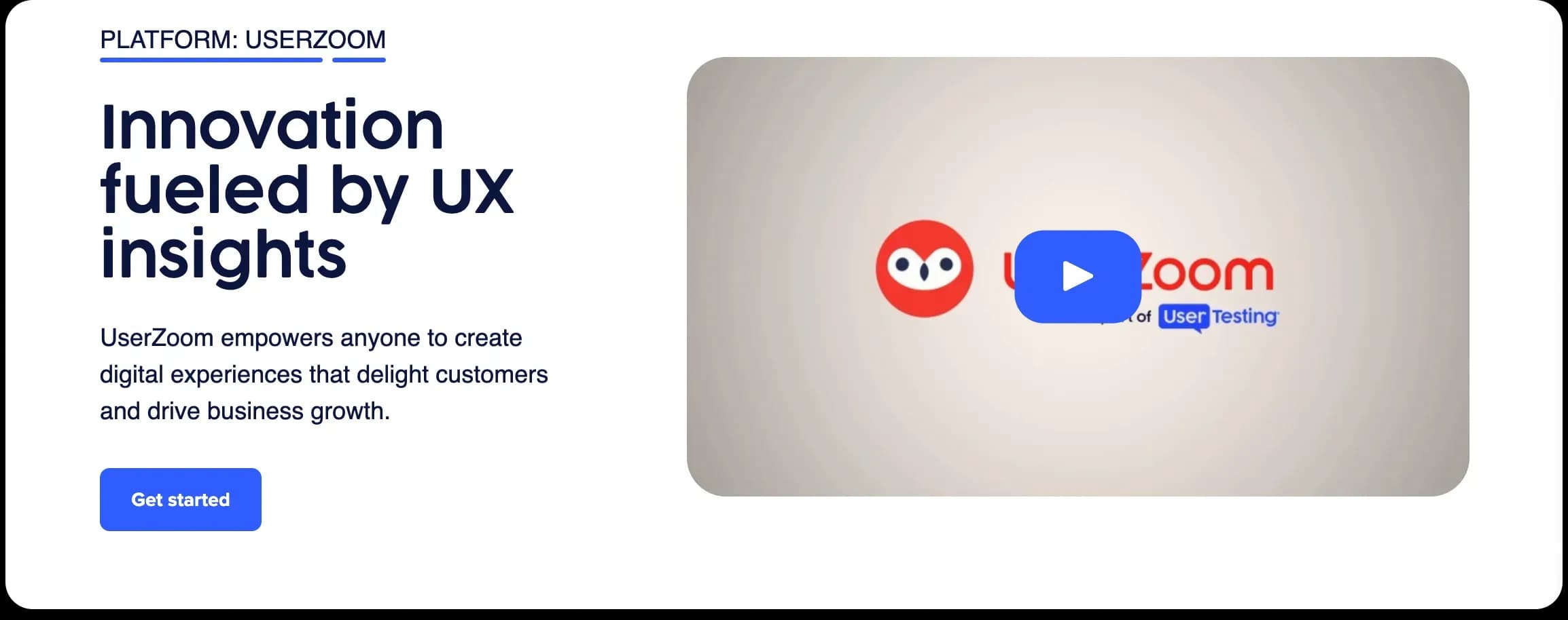 The homescreen of UserZoom