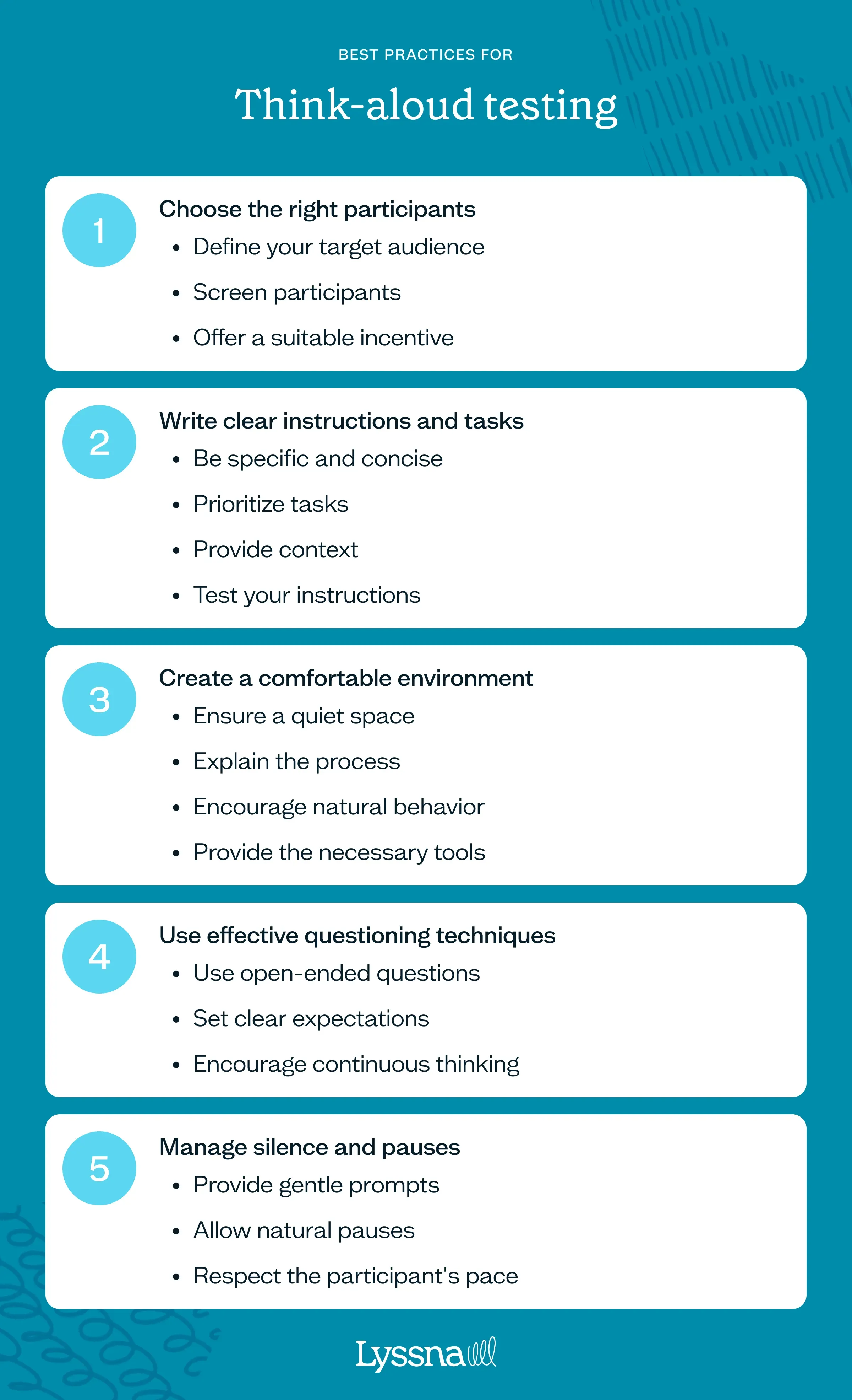List of best practices when conducting think-aloud testing
