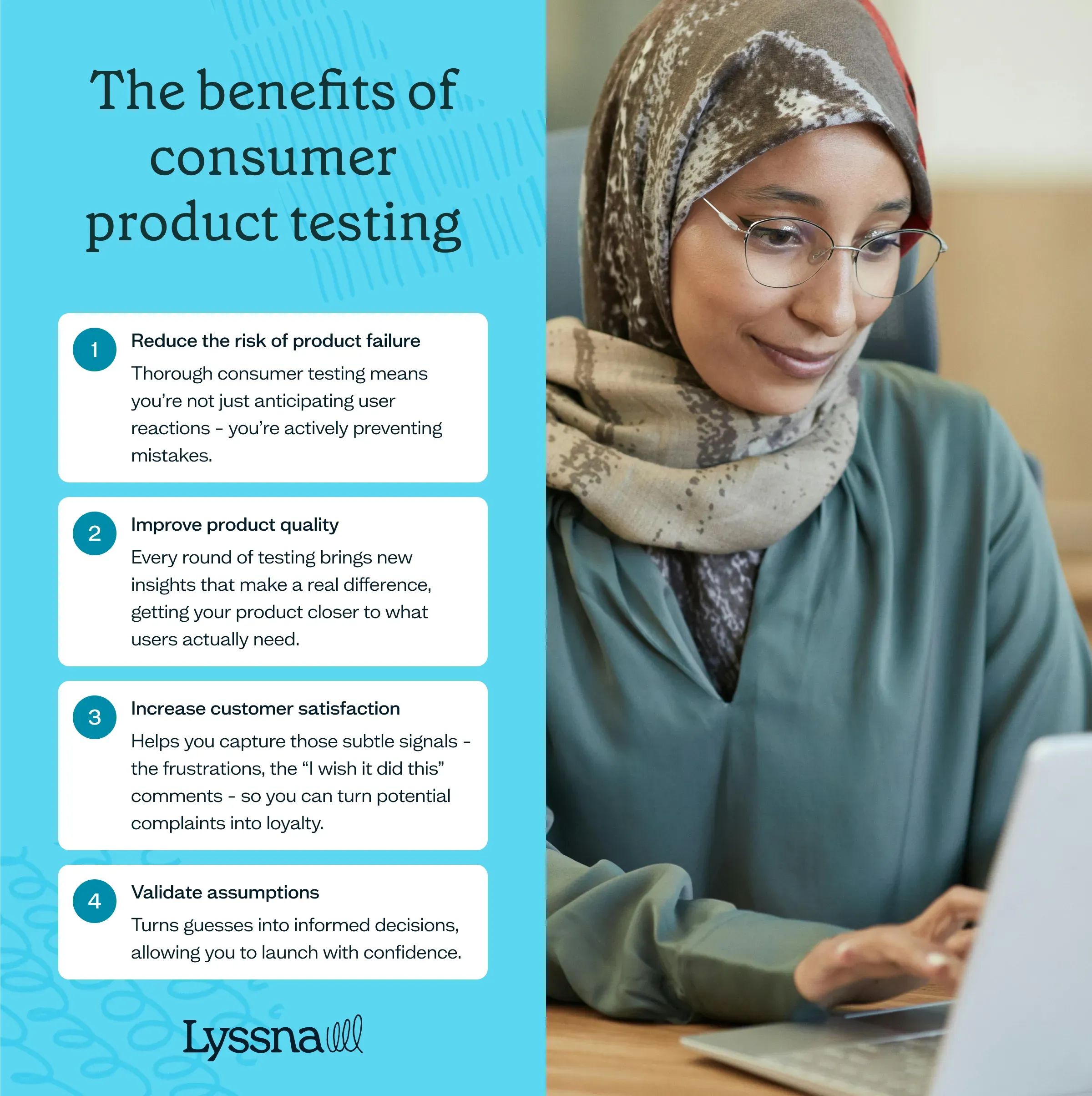 List of four benefits of consumer product testing