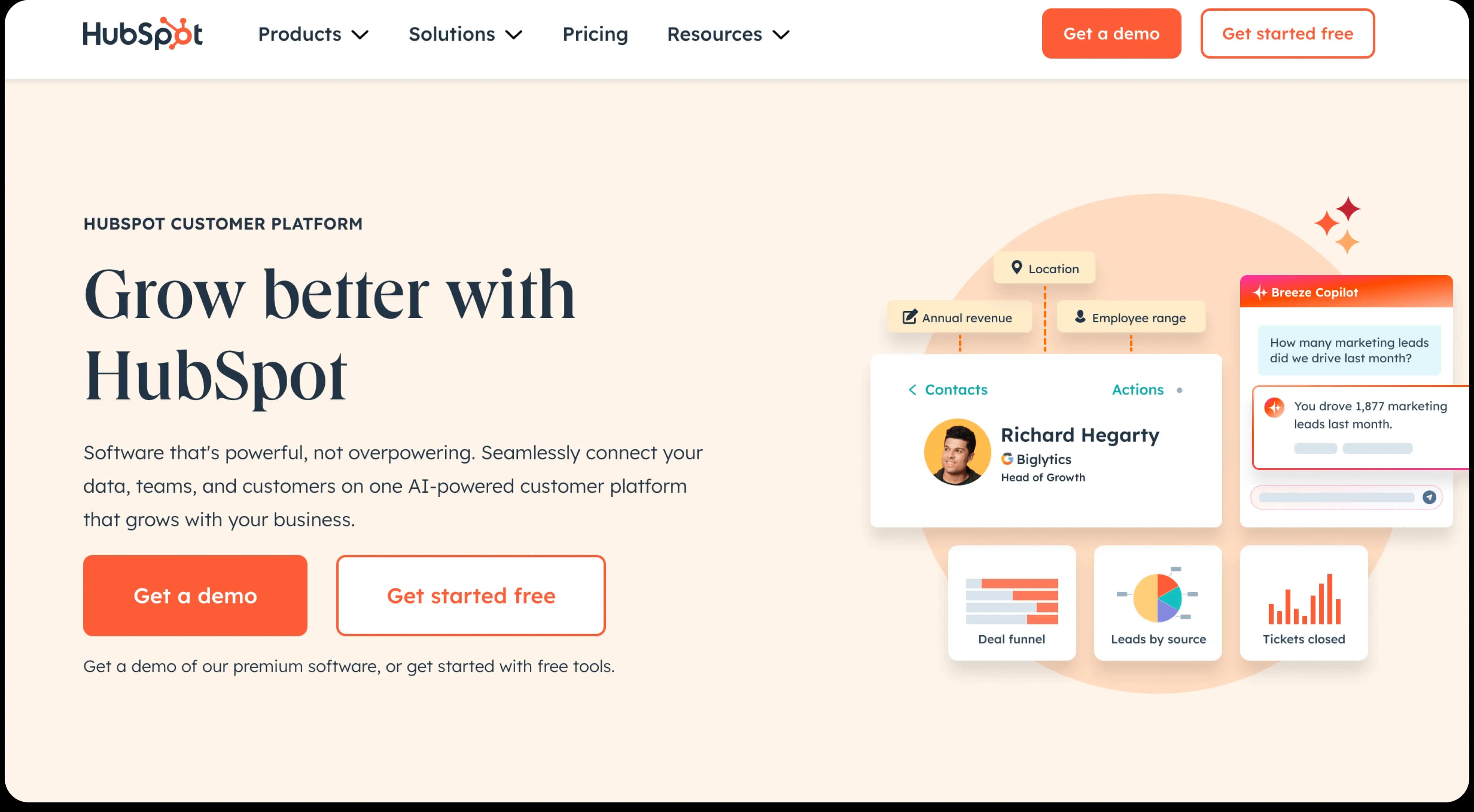 HubSpot homepage