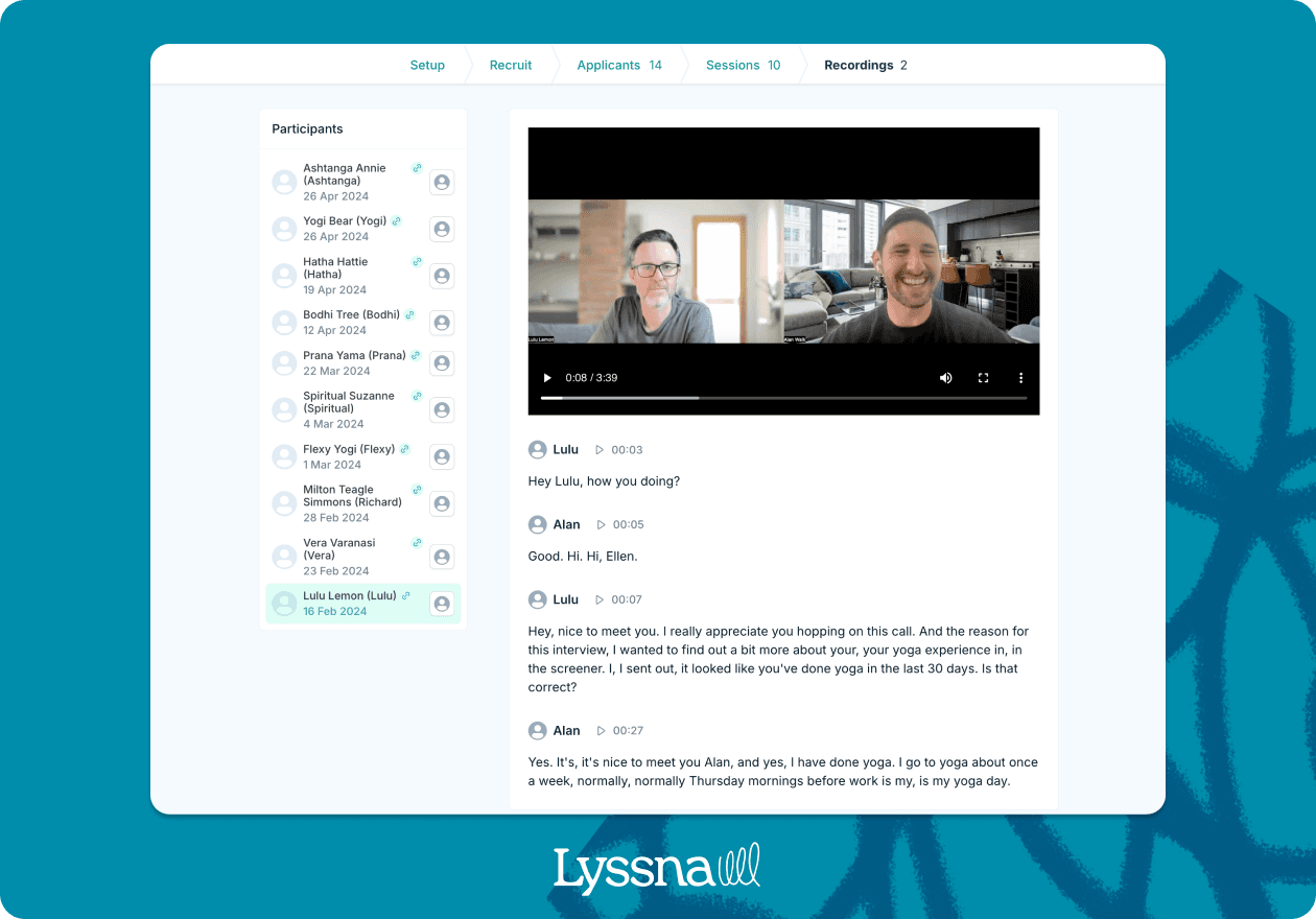 Lyssna's interview feature results